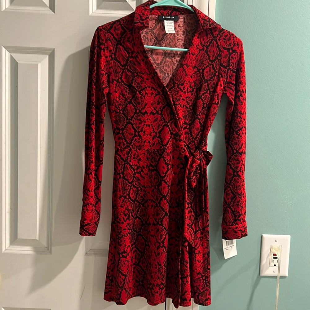 B. Darlin snake skin wrap dress